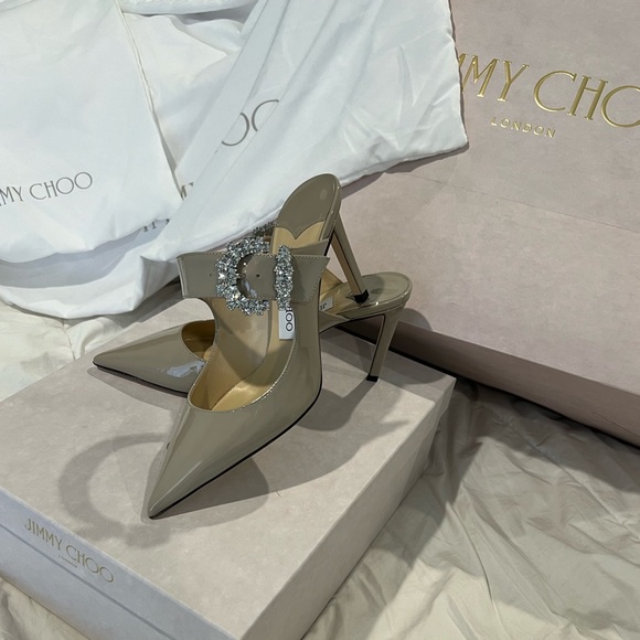 Jimmy Choo Patent Leather Mules with Crystal Buckle size 6 or 36 - Picture 11 of 14